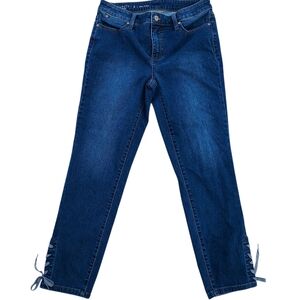 Talbots Flawless Slim Ankle Med W/ Checkered Ribbon Jeans Denim Detail Size 8